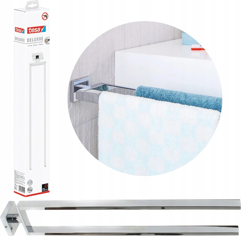 Fürdőszobai Törölközőtartó Öntapadós Tesa Deluxxe Fém