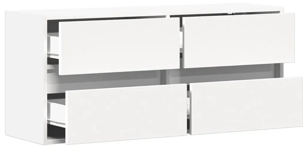 fehér falra szerelhető TV-szekrény LED-lámpákkal 100x31x45 cm