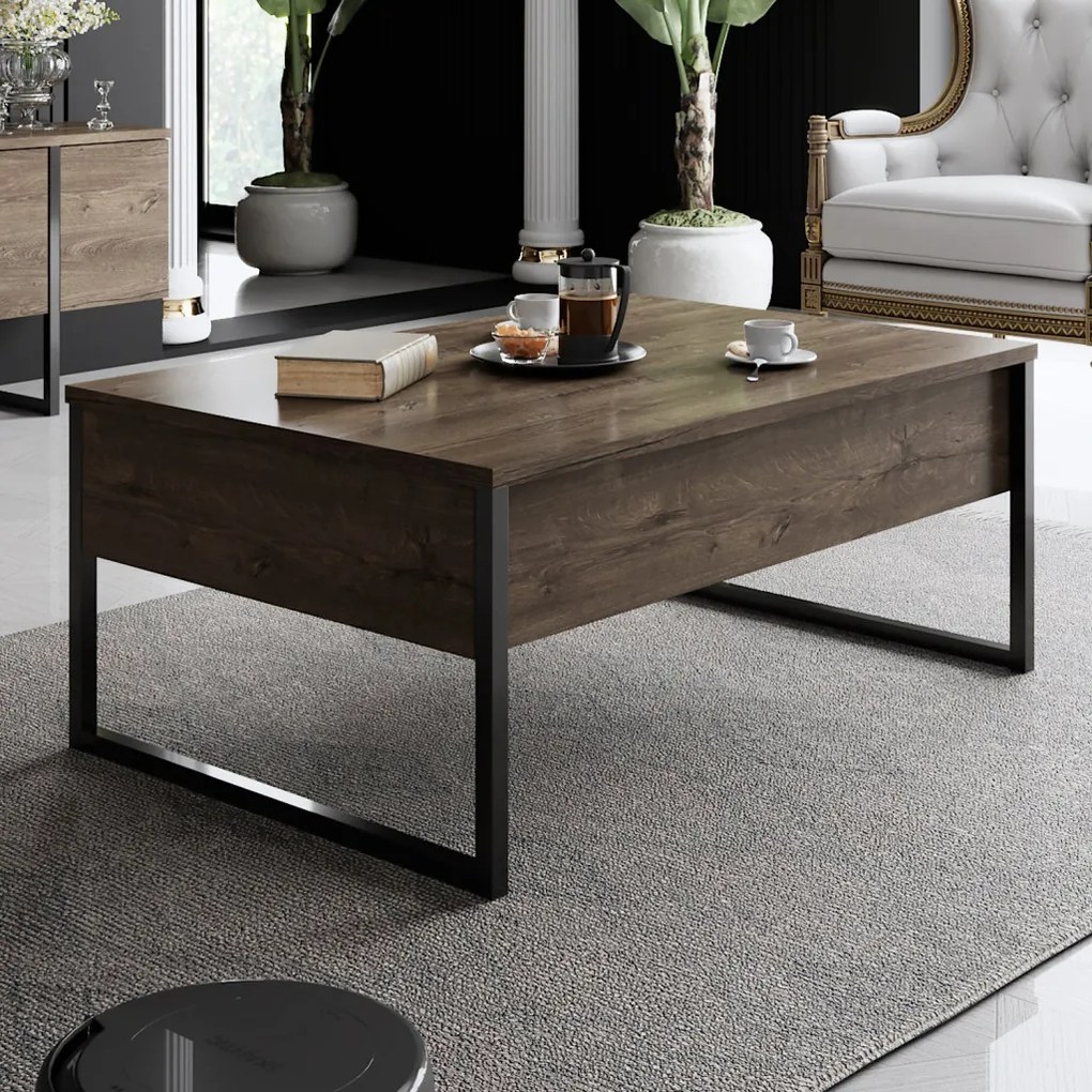 Luxe dió dohányzóasztal fekete vázzal