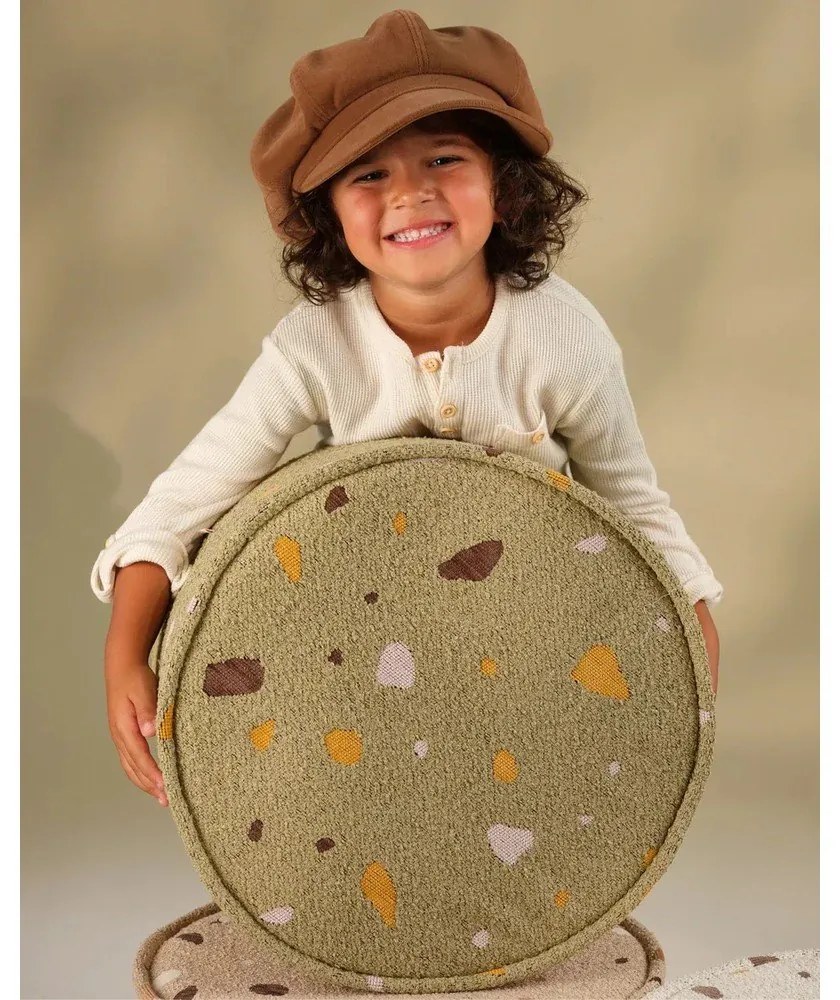 Zöld buklé-zsenília gyerek puff Terrazzo – Wigiwama