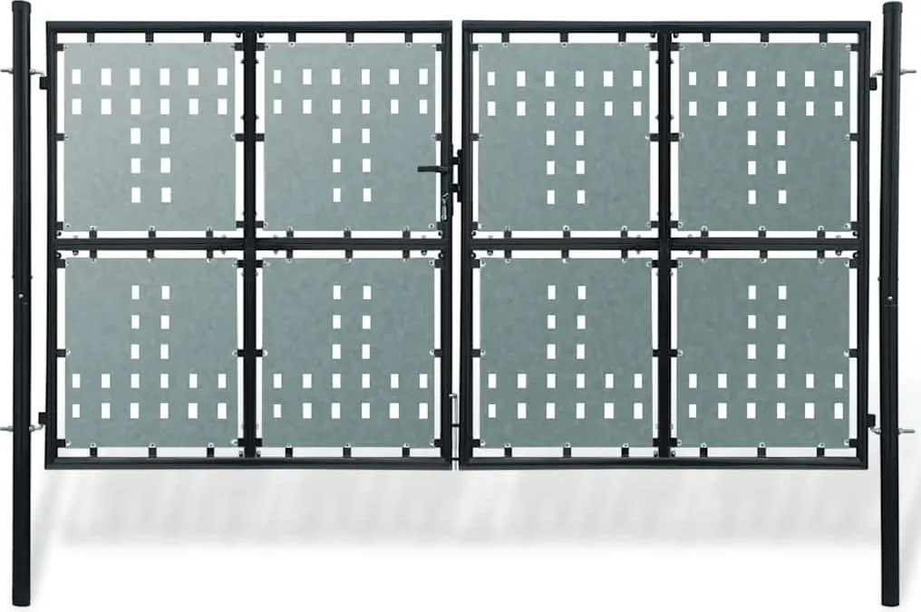 vidaXL fekete, egyszárnyú kerítéskapu 300 x 150 cm