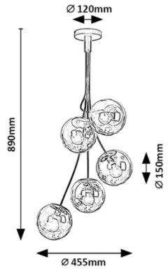 Rabalux 3508 - Csillár rúdon GLORY 5xE14/40W/230V
