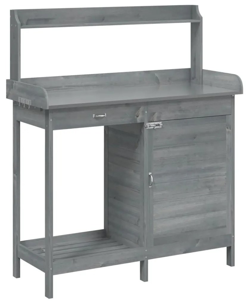 szürke tömör fenyőfa ültetőasztal szekrénnyel 110,5x45x124,5 cm