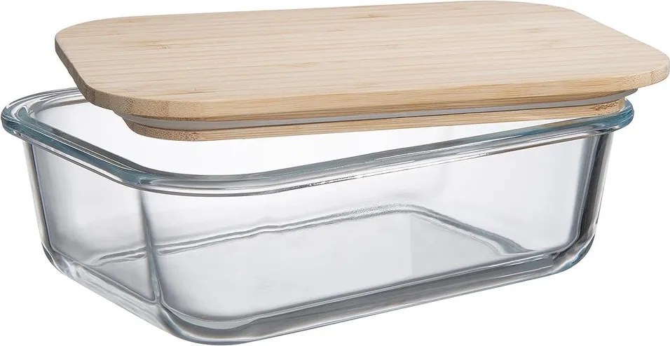 NATURALS üveg tárolóedény bambusz fedéllel 1 l