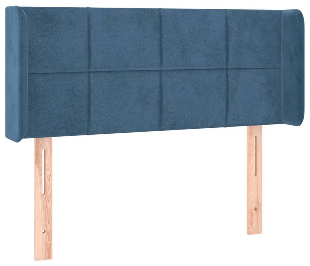 sötétkék bársony fejtámla 103x16x78/88 cm