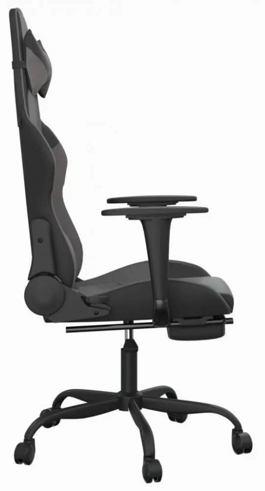 vidaXL fekete és szürke műbőr játékszék lábtartóval