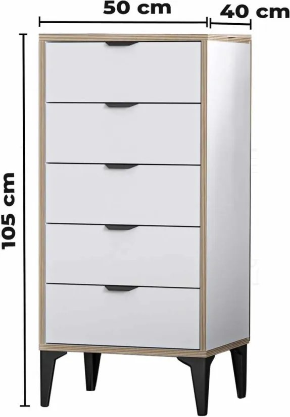 Arden komód, fehér, 50 cm
