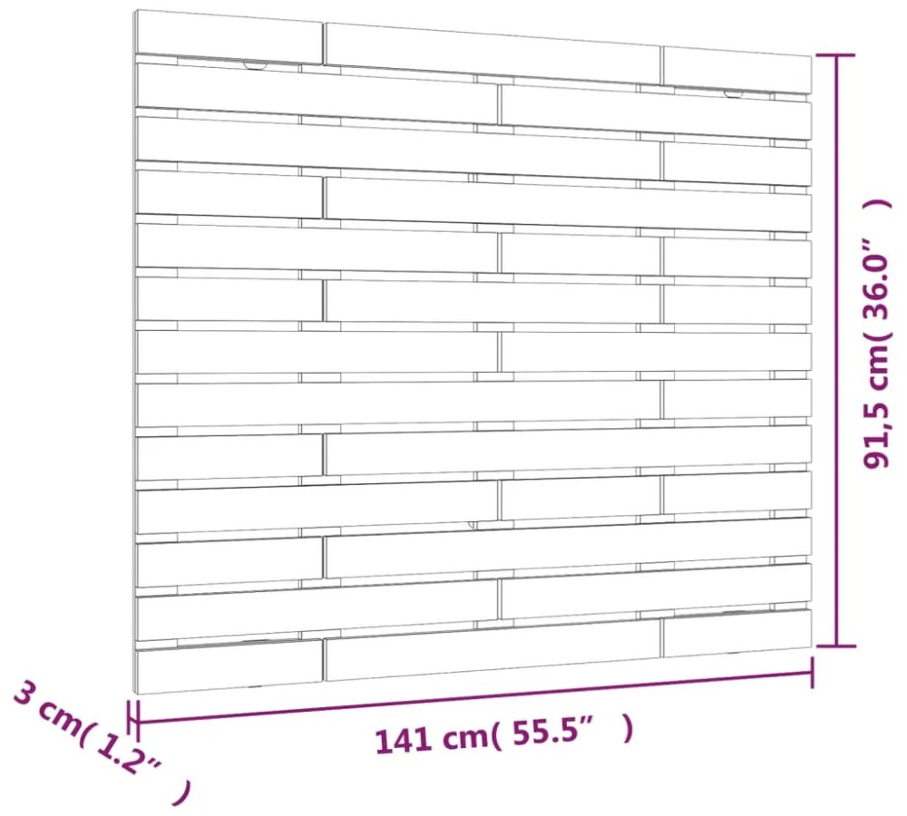 fehér tömör fenyőfa fali fejtámla 141 x 3 x 91,5 cm