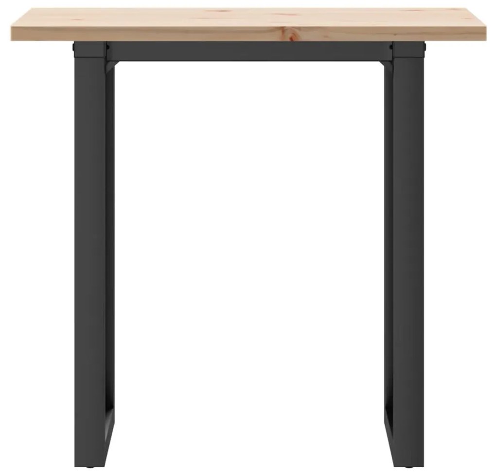 tömör fenyőfa és öntöttvas étkezőasztal O-vázzal 80x50x75,5 cm