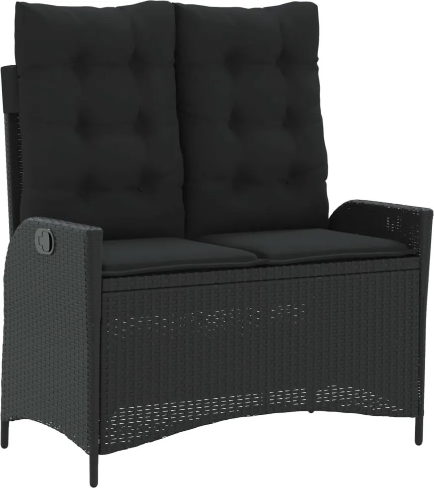 vidaXL fekete polyrattan dönthető kerti pad párnával