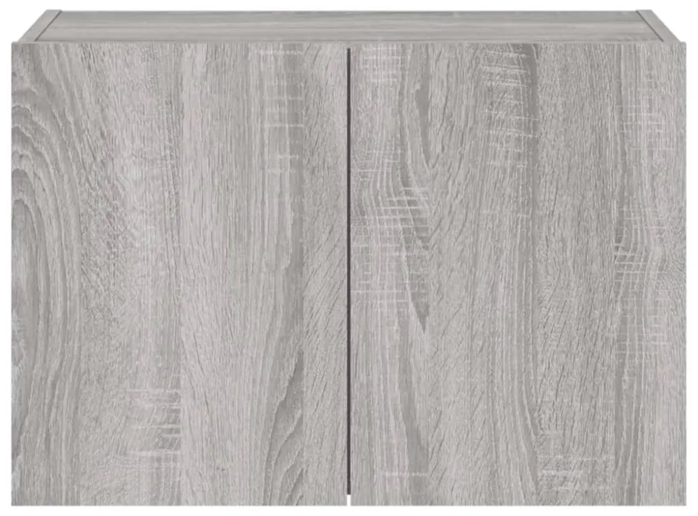 szürke sonoma színű fali TV-szekrény LED-ekkel 60x35x41 cm