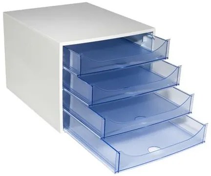 Irattároló, műanyag, 4 fiókos, EXACOMPTA Ecobox Linicolor, jégkék (EX228610D)