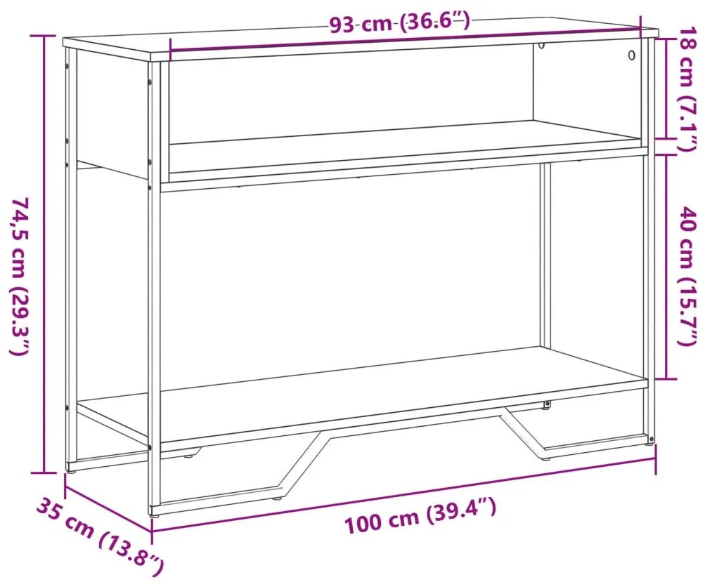 barna tölgyszínű szerelt fa dohányzóasztal 100x35x74,5 cm