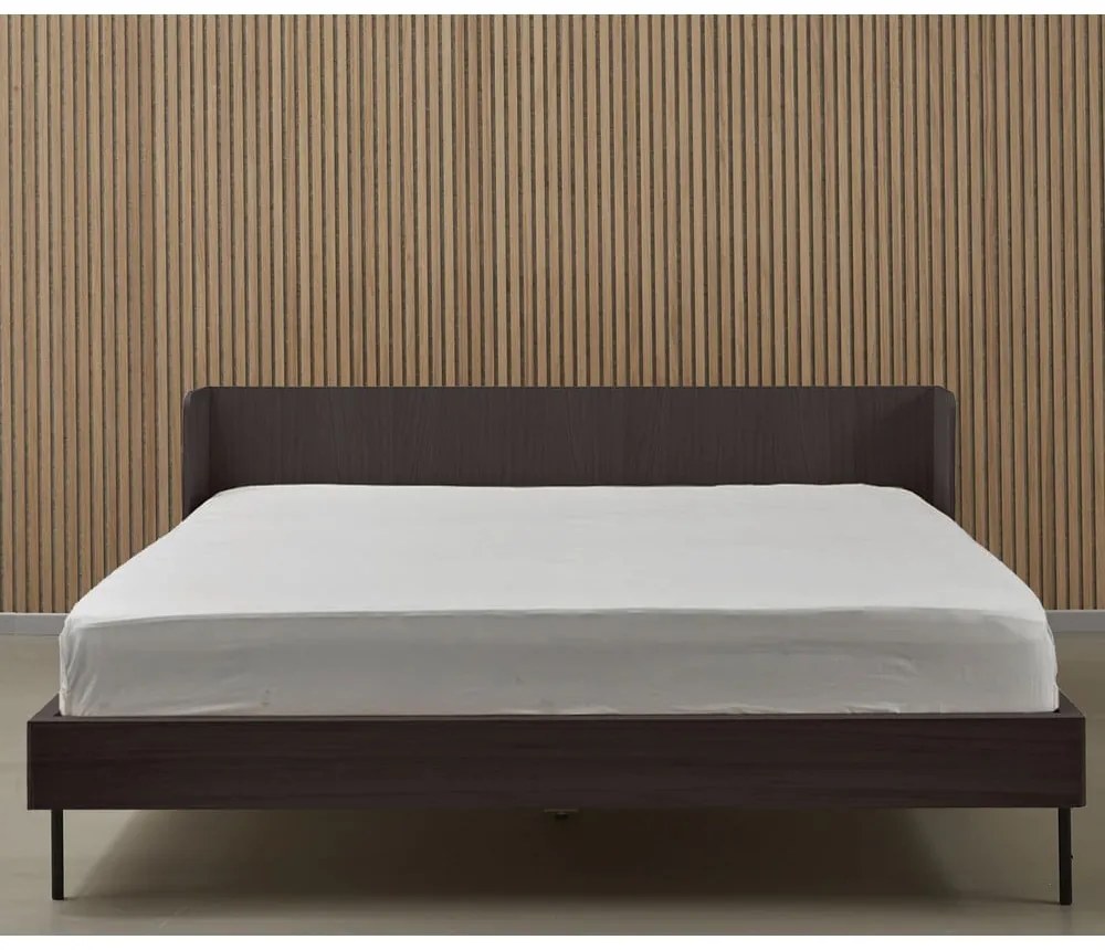 Fekete franciaágy tölgyfa dekorral 180x200 cm Wrap – Bonami Selection