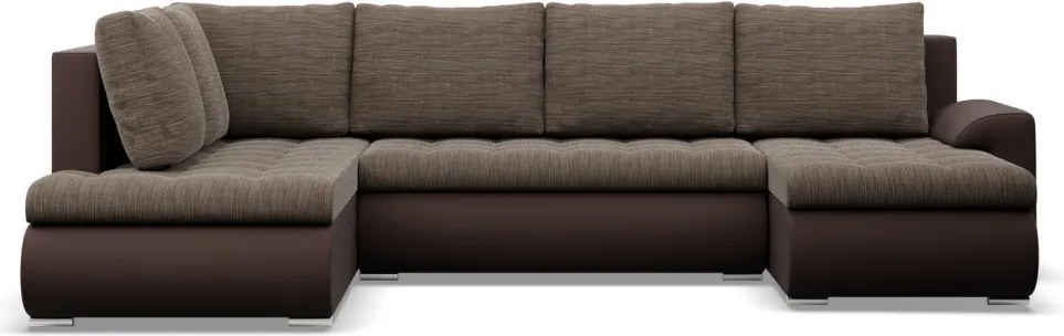 Tokio U sarokkanapé, 3 ágyneműtartóval, fonott + műbőr, baloldali, barna