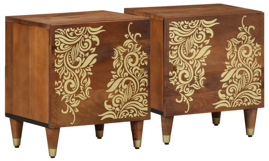 Éjjeliszekrény 2 pcs mézbarna 40 x 33 x 46 cm tömör mangófa