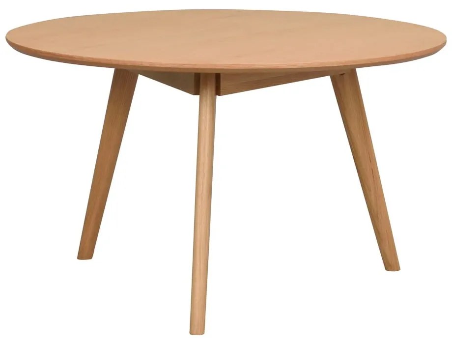 Natúr színű kerek dohányzóasztal tölgyfa dekorral 90x90 cm Yumi - Rowico