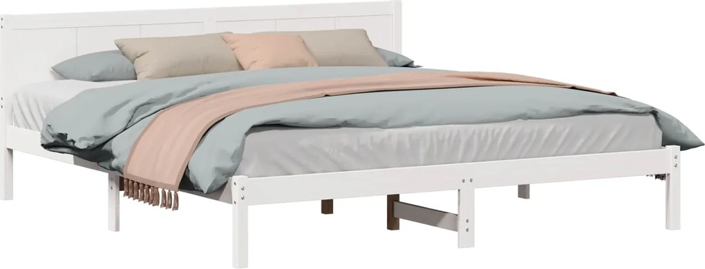 vidaXL Ágykeret Fehér 180 x 200 cm Tömör fenyőfa