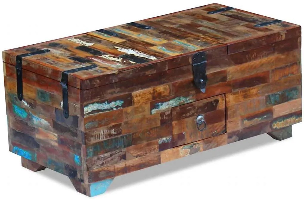 Ládika dohányzóasztal tömör újrahasznosított fa 80x40x35 cm