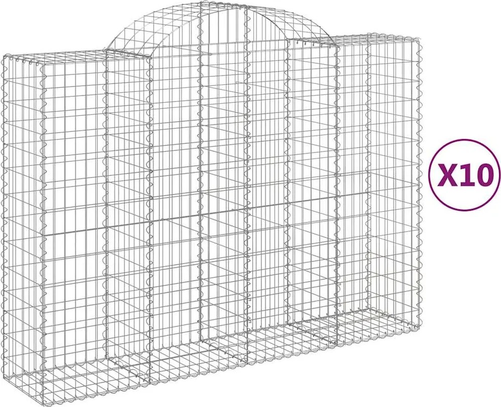 vidaXL 10 db íves horganyzott vas gabion kosár 200x50x140/160 cm