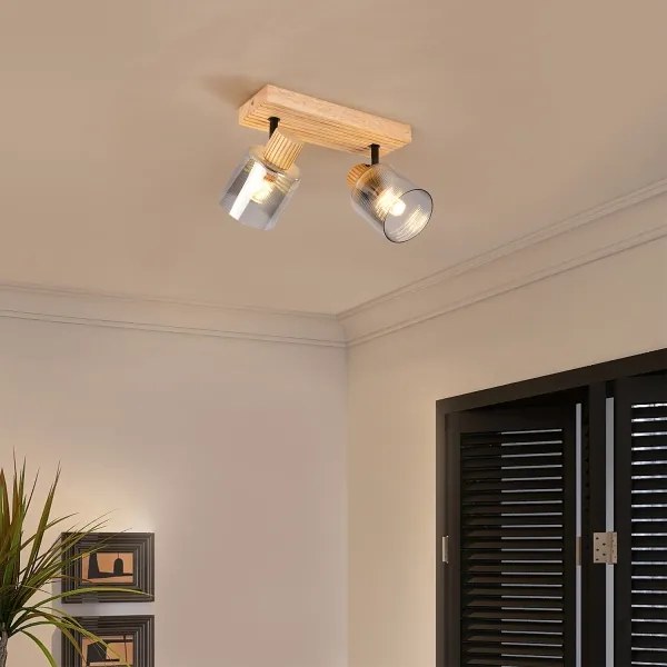 Brilagi - Spotlámpa HYGGE 2xE14/15W/230V fa/füstszínű