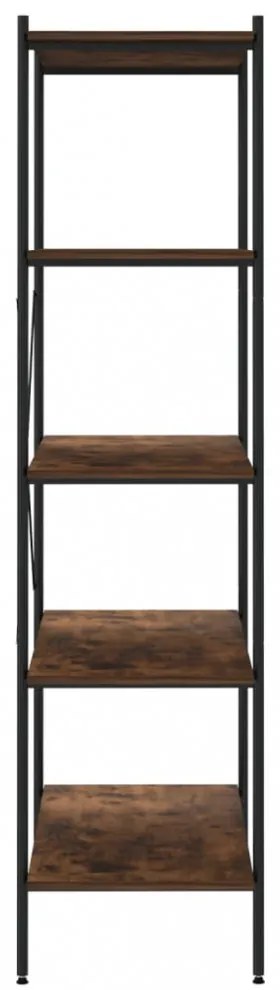 fekete és sötét faszínű 4 szintes polcrendszer 80 x 40 x 163 cm