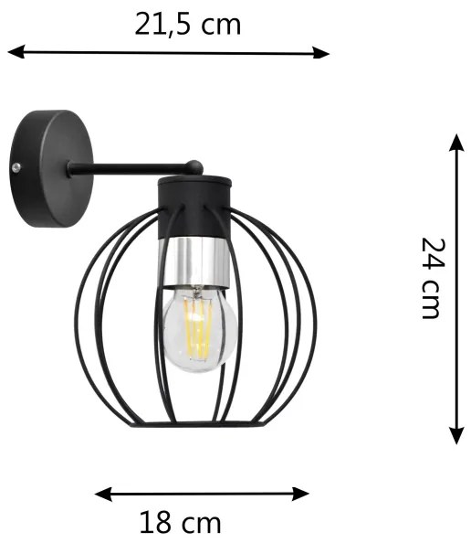 Fali lámpa STARLIGHT 1xE27/15W/230V fekete/ezüst