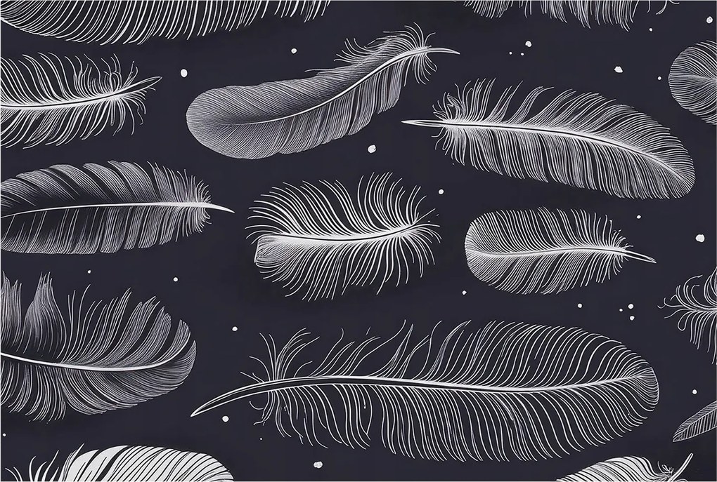 Dekoratív fotótapéta falra Könnyű összeszerelés Finom tollak 104x70 Ragasztó