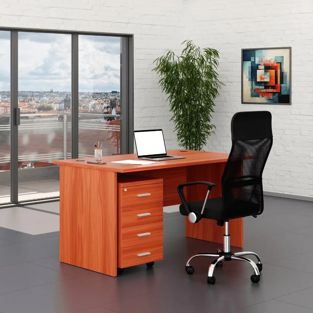 Irodabútor garnitúra SimpleOffice 1, 140 cm, cseresznye