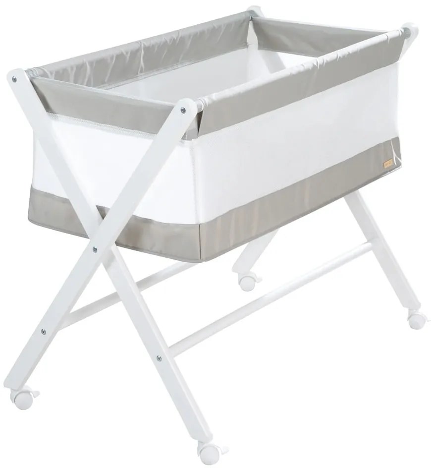 Fehér összecsukható gurulós bölcső 90x45 cm – Roba