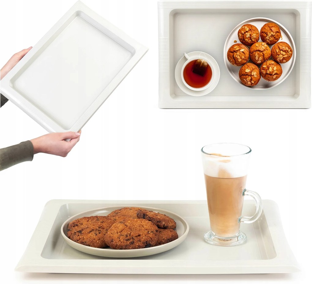 Bártálca Konyhai Tálca Műanyag Pincér Nagy Fehér