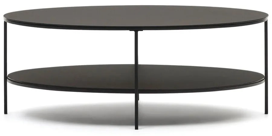 Fekete dohányzóasztal üveg asztallappal 65x110 cm Fideia – Kave Home