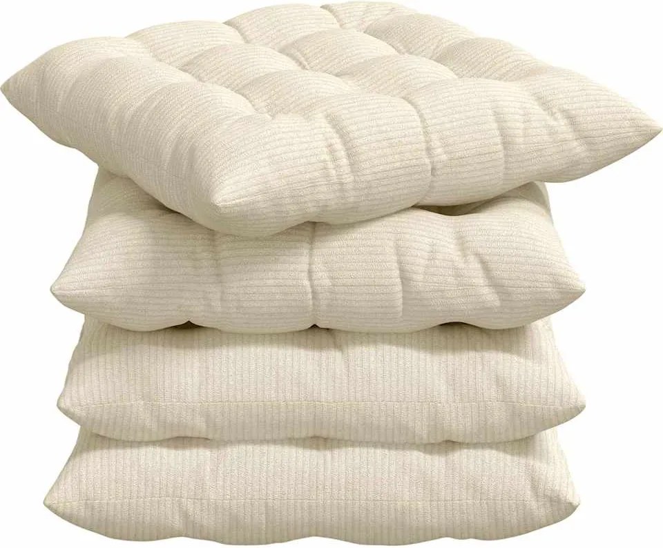 vidaXL Ülőpárnák 4 pcs Krém 40 x 40 x 6 cm Bársonyos szövet