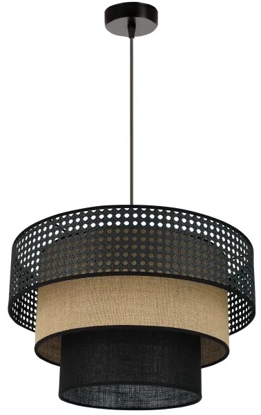Brilagi - DAKOTA LUNETA lógó 1xE27/15W/230V, 45 cm, fekete/rattan