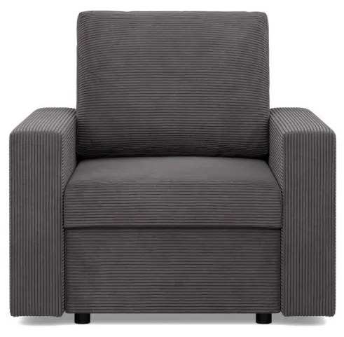 Zeus fotel, egyenes kartámasz, kordbársony, hab töltet, szürke