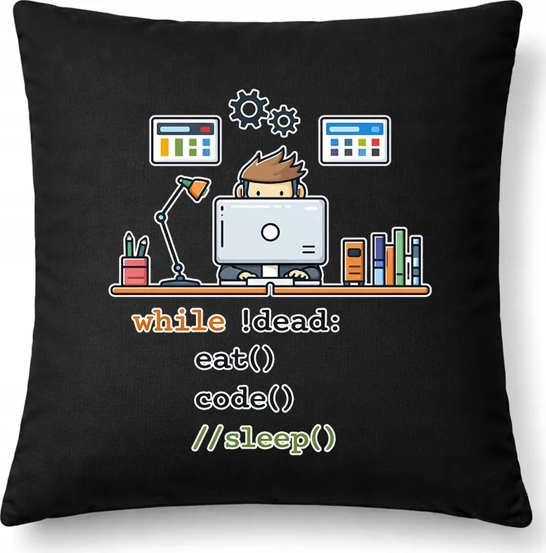 Nyomott mintás párna programozóknak Informatika Fekete