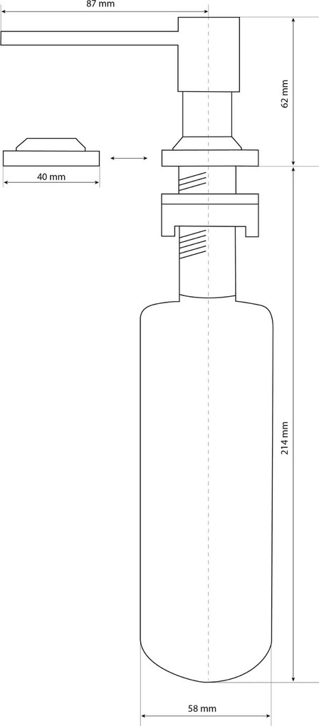 Gamma Mosogató Quality Quatro, mosogatószer adagoló mosogatóhoz 400ml, matt fekete, GMA-DOK-BK