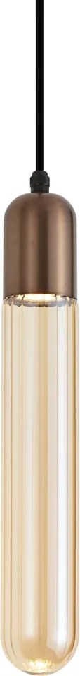 Art Deco függőlámpa sötét bronz bordázott üveggel IP44 - Walcott