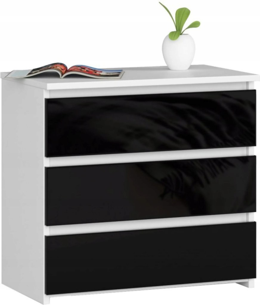 Éjjeliszekrény CL3 fehér-fekete fényes éjjeliszekrény 60cm Akd