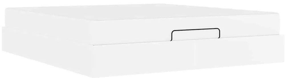 Ágykeret matraccal matracmal Tiszta fehér 180 x 200 cm Műbőr