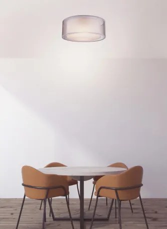 Globo 15190D Mennyezeti nikkel matt, textil szürke, ø: 400, H:175, 3xE14 40W 230V