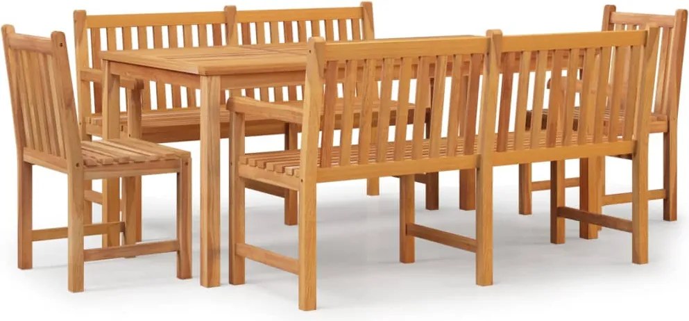 vidaXL 5 részes tömör tíkfa kerti étkezőgarnitúra