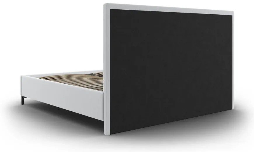 Világosszürke kárpitozott ágyneműtartós franciaágy ágyráccsal 200x200 cm Casey – Mazzini Beds