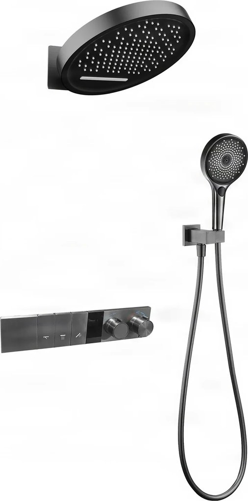Zuhanyrendszer ELITE EDITION BSC1305 falba süllyesztett kivitelben, termosztáttal és LED-kijelzővel, többféle felülettel