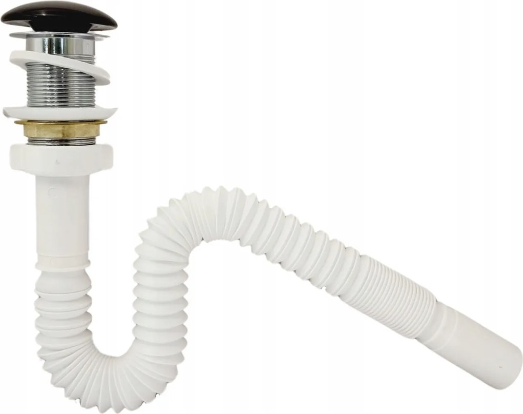 Klikk-klikk mosdó csaptelep túlfolyó nélkül kerámia fekete harmonika szifon