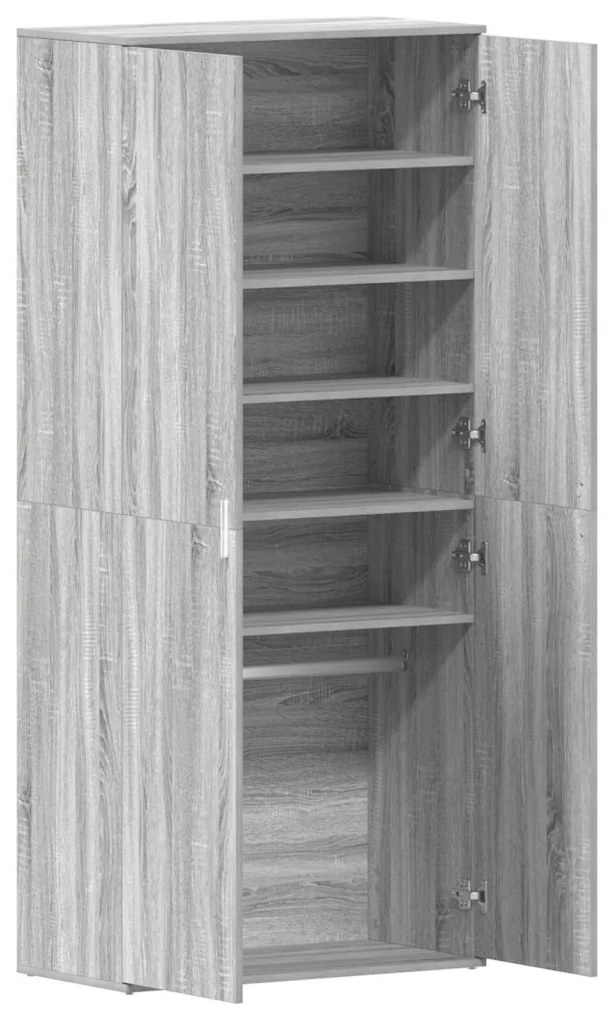 vidaXL Cipőszekrény polcokkal Szürke Sonoma 80 x 39 x 178 cm Faanyag