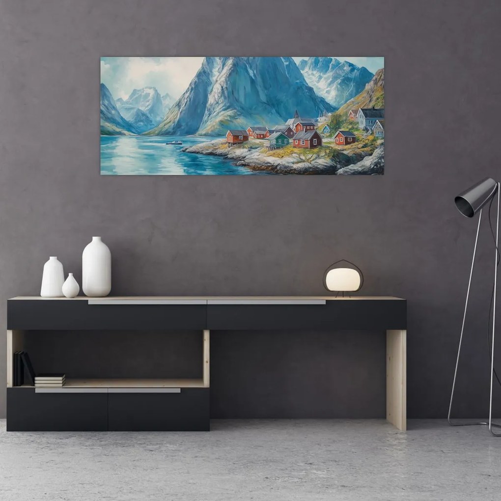 Kép - Norvég falu (120x50 cm)