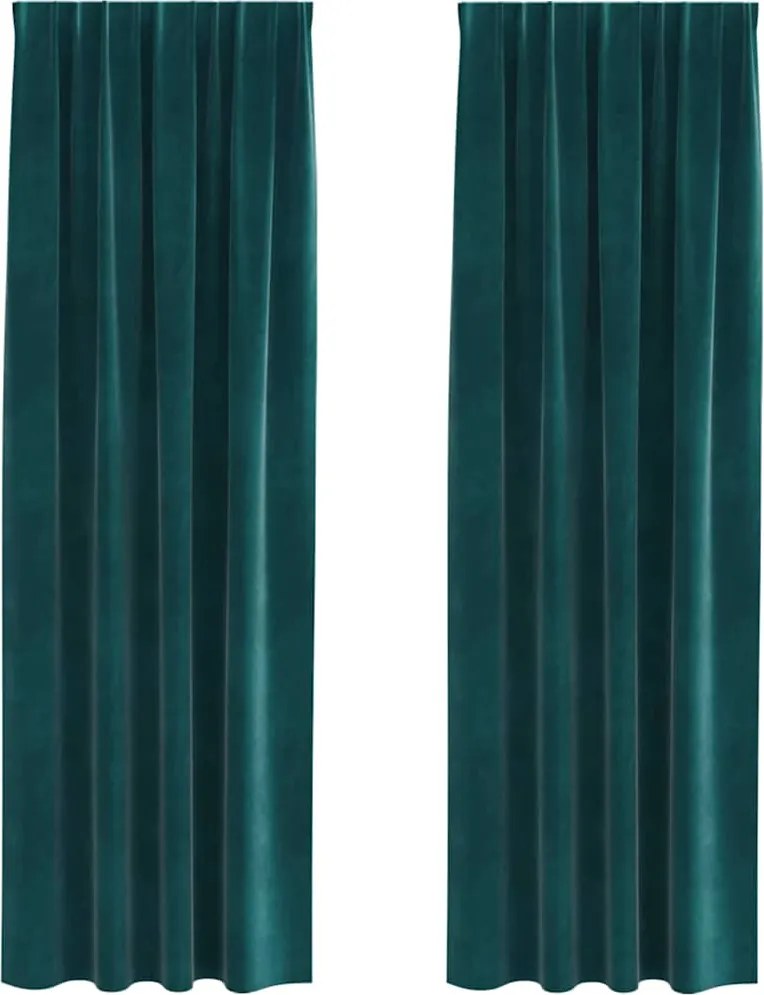 vidaXL Sötétítő függönyök 2 pcs Sötétzöld 140 x 245 cm Bársony