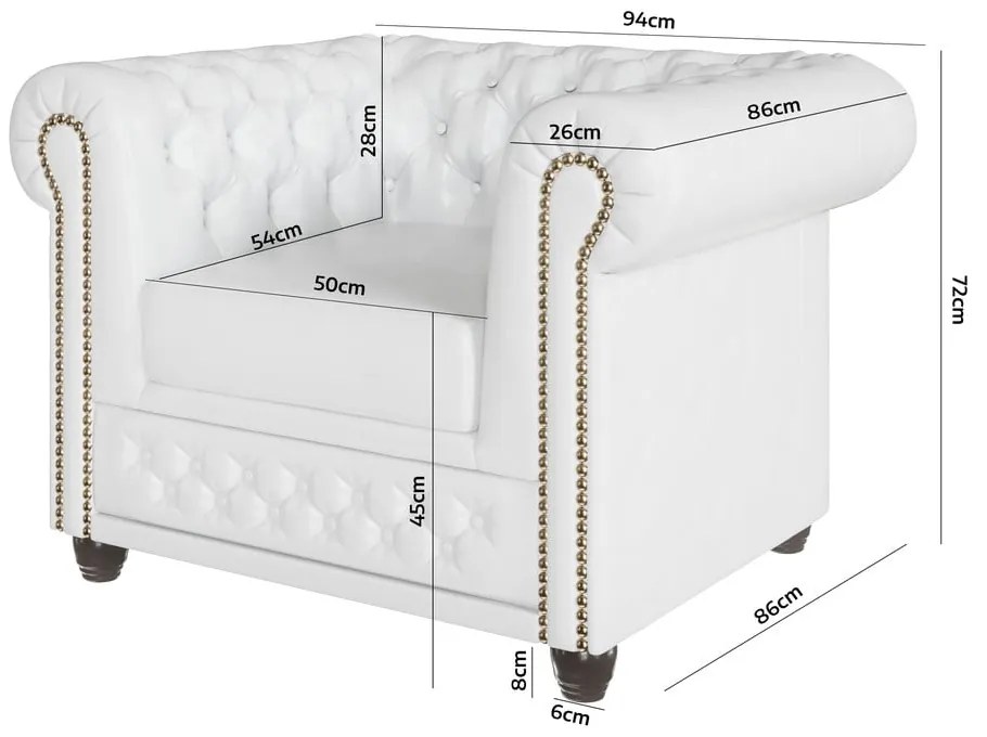 Fehér bőrutánzat fotel York – Ropez