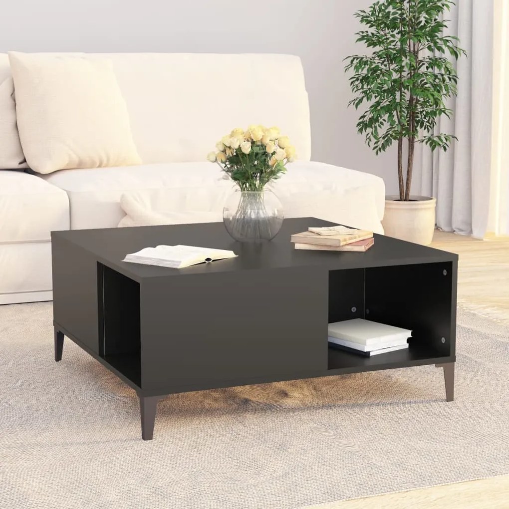 Fekete szerelt fa dohányzóasztal 80x80x36,5 cm